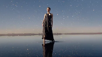 Hermès Eau Des Merveilles Film Campaign still 2 girl standing in sparkles by director Barnaby Roper Uturn PH