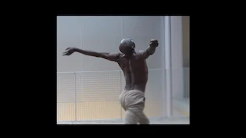 Lafayette Mutant Anticipation Dance short film still of a frame within a larger blurred frame of a Dancer posing